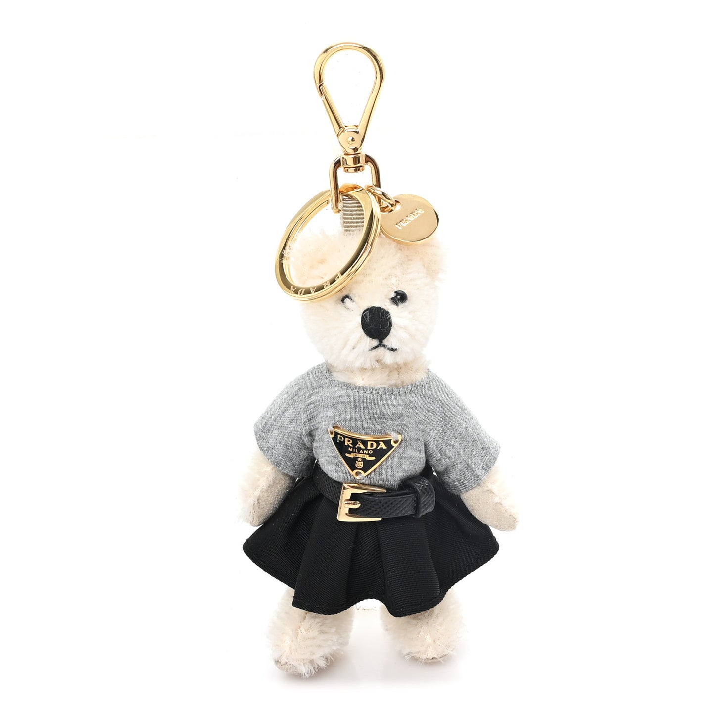 Mohair Teddy Bear Keychain Charm White