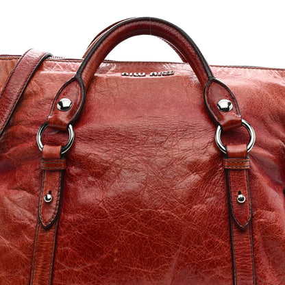 Miu Miu Vitello Lux Medium Bow Bag Amarena 9 of 14