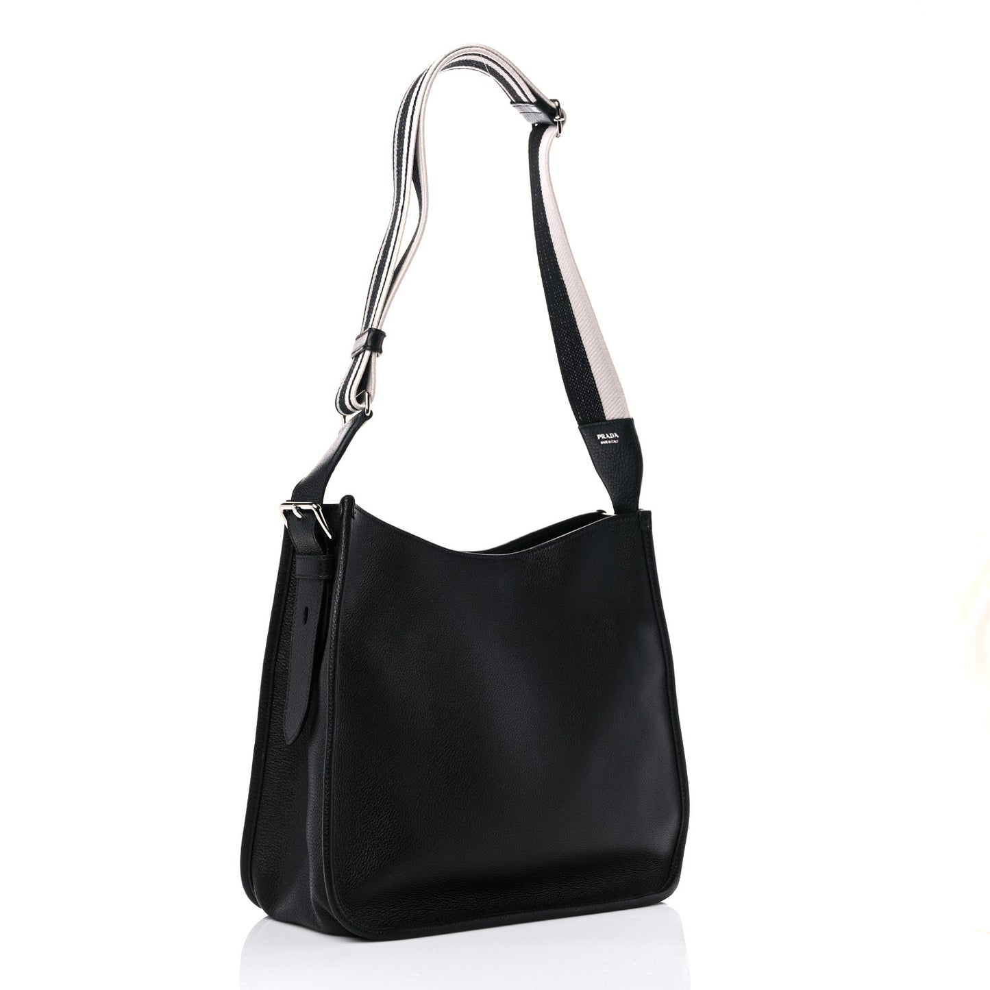 Vitello Daino Soft Hobo Messenger Bag Black