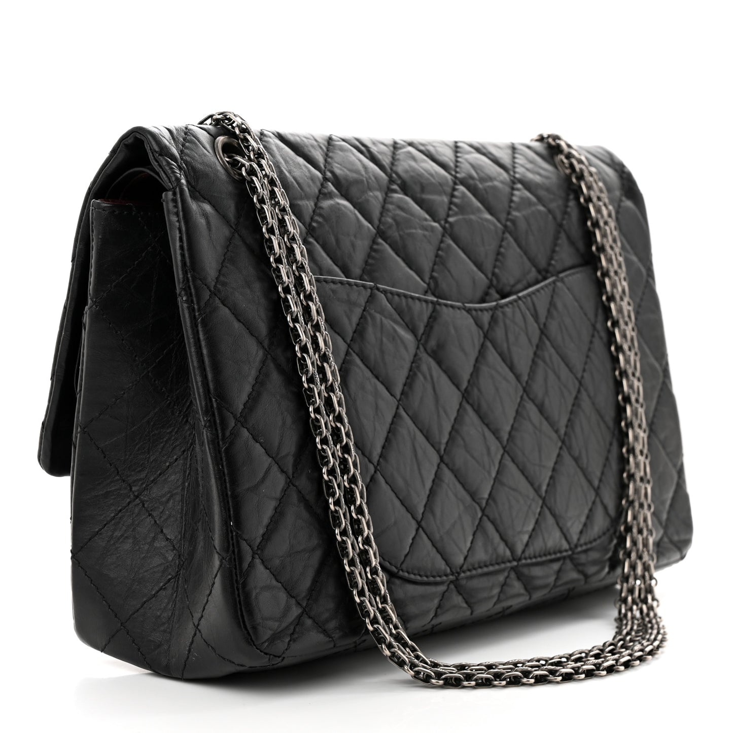 Aged Calfskin Quilted 2.55 Reissue 227 Flap Black