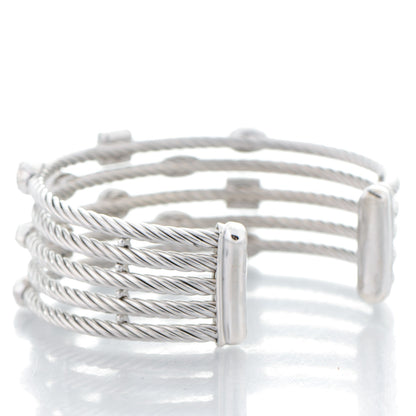 David Yurman Sterling Silver Diamond Five Row Confetti Cuff Bracelet 3 of 4