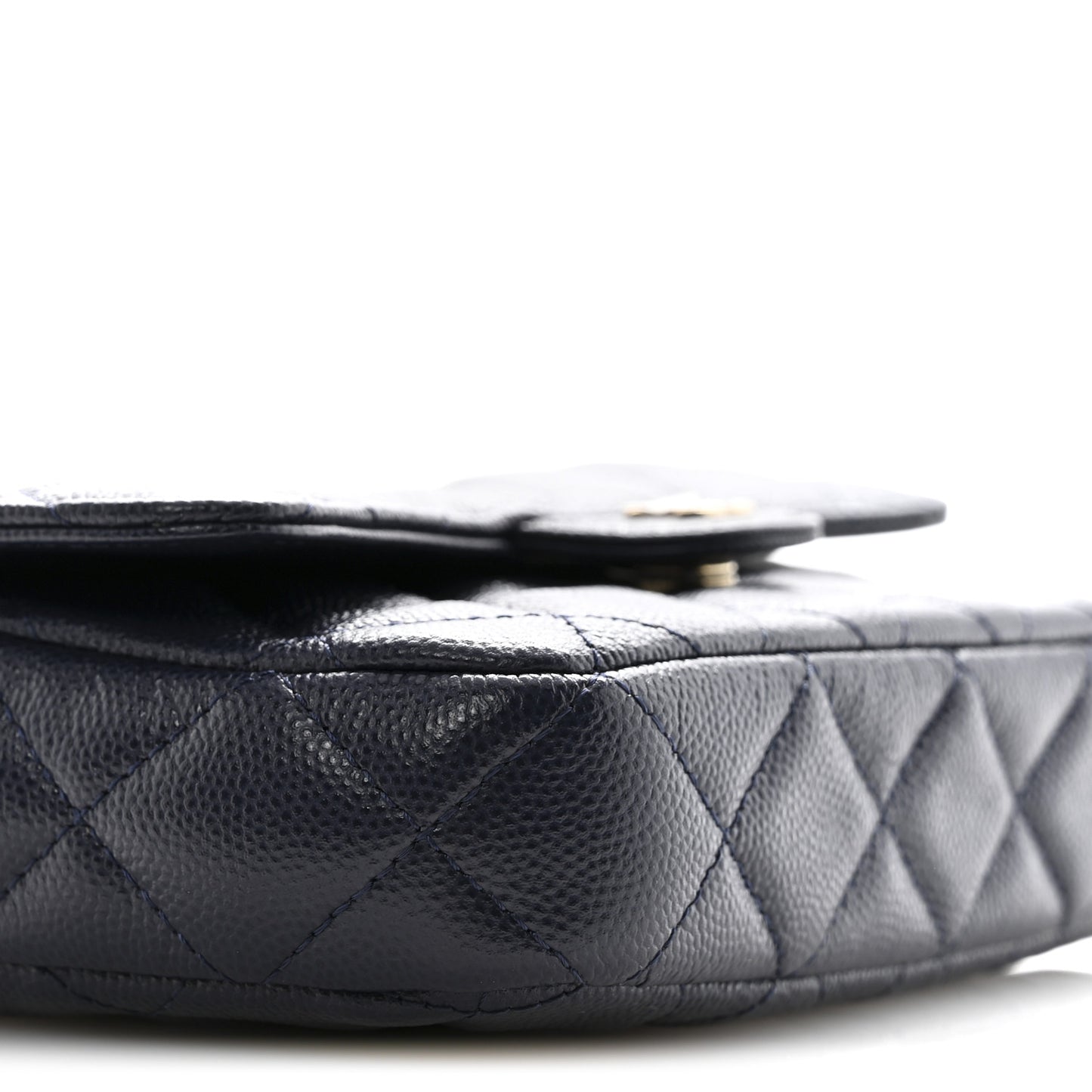 Caviar Quilted Flap Phone Holder With Chain Navy