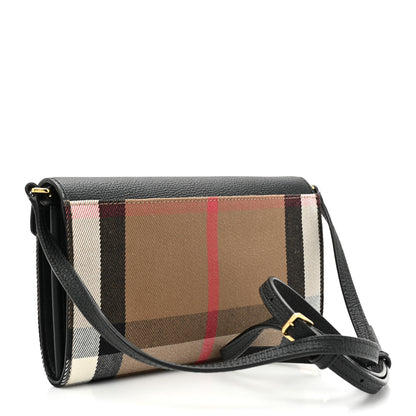 Burberry Calfskin House Check Hannah Wallet with Detachable Strap Black 3 of 10