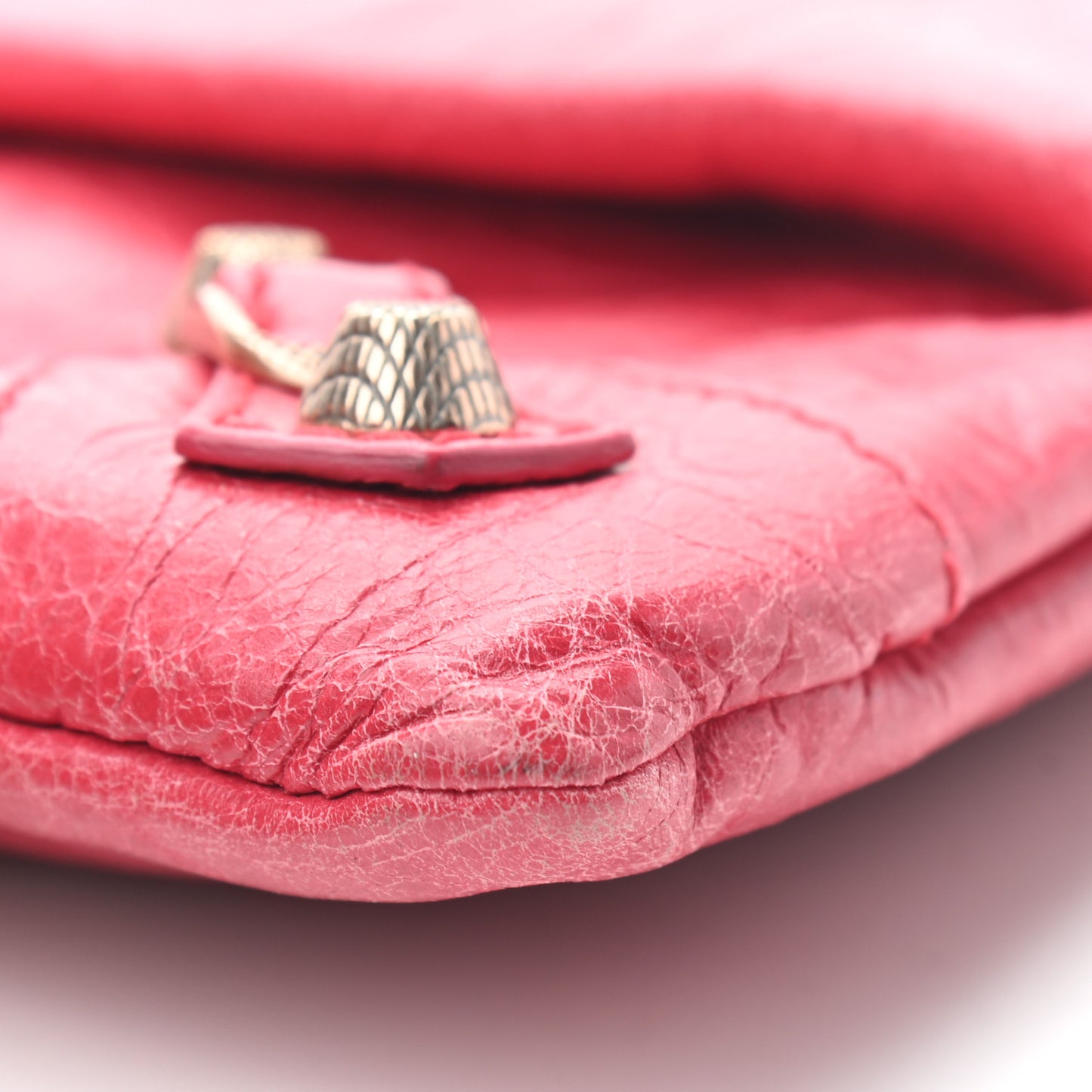 Agneau Giant 12 Gold Hardware Envelope Clutch Rose Thulian