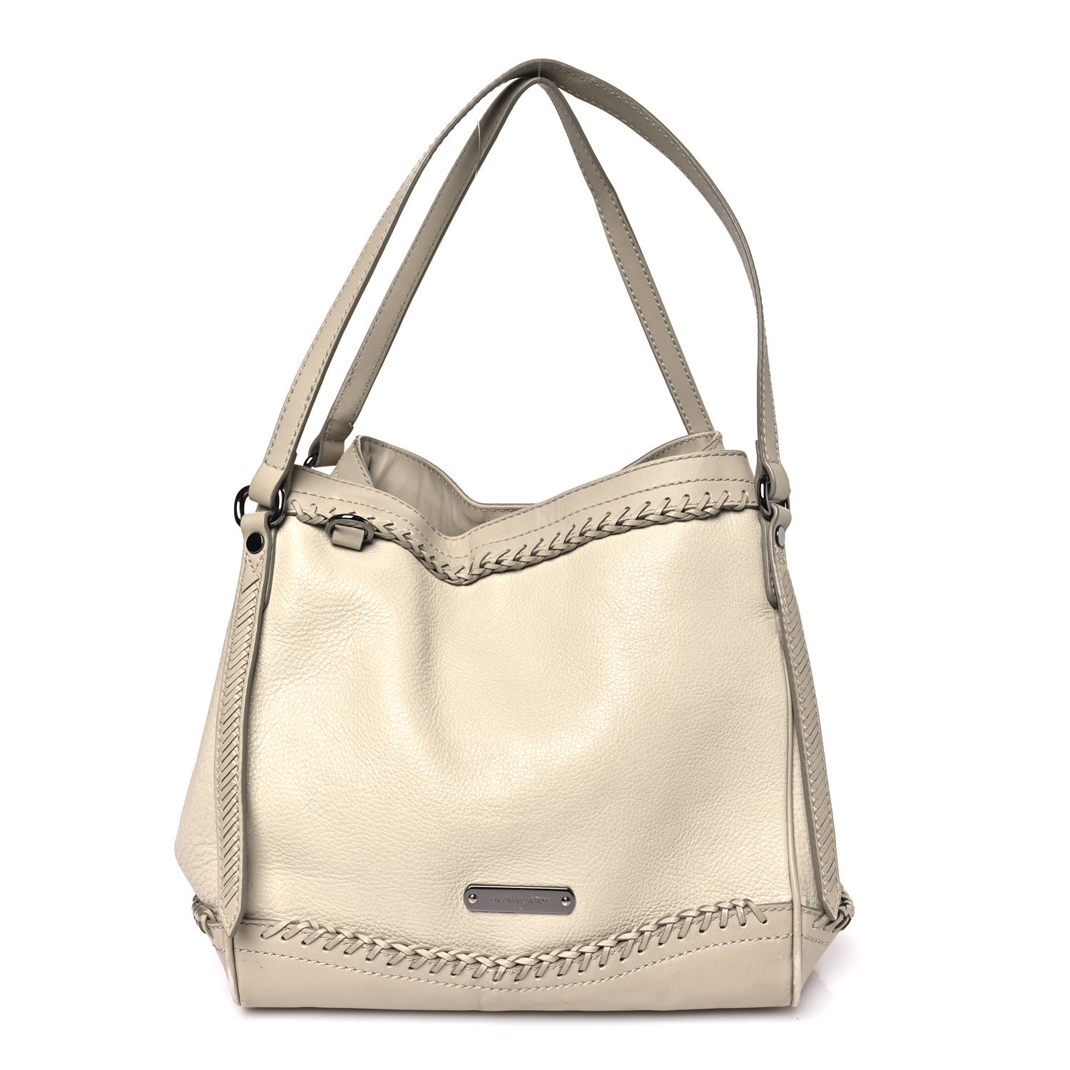 Burberry Grainy Calfskin Braided Small Canterbury Tote Beige 1 of 9