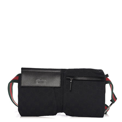 Gucci GG Monogram Web Double Pocket Belt Bag Black 1 of 9