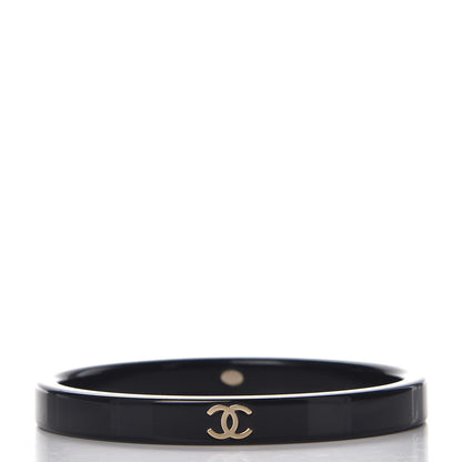 Chanel Resin Metal CC Bangle Set of 3 Black White Gold 6 of 7