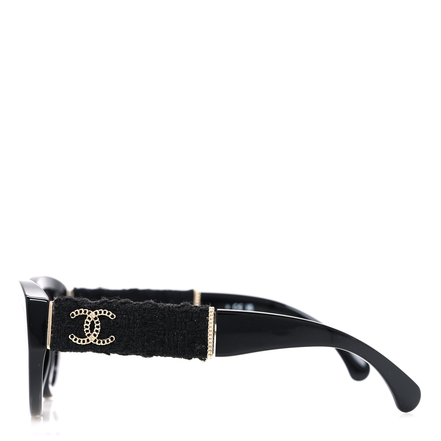 Chanel Acetate Tweed Wool CC Chain Sunglasses 5513 Black 3 of 8