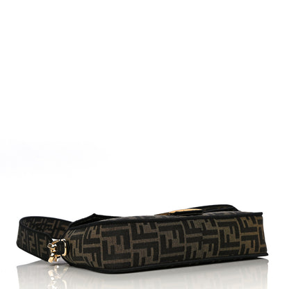 Fendi Fabric Jacquard FF 1974 Medium Baguette Tobacco Moro Black 4 of 12