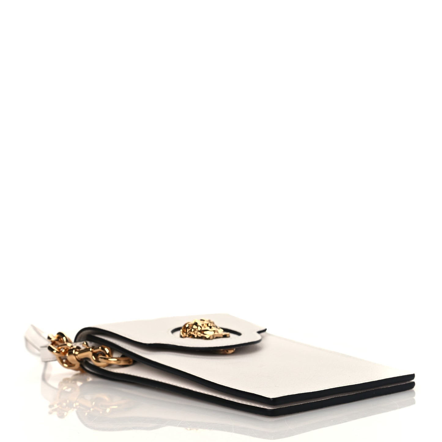 Calfskin La Medusa Chain Crossbody Phone Pouch White