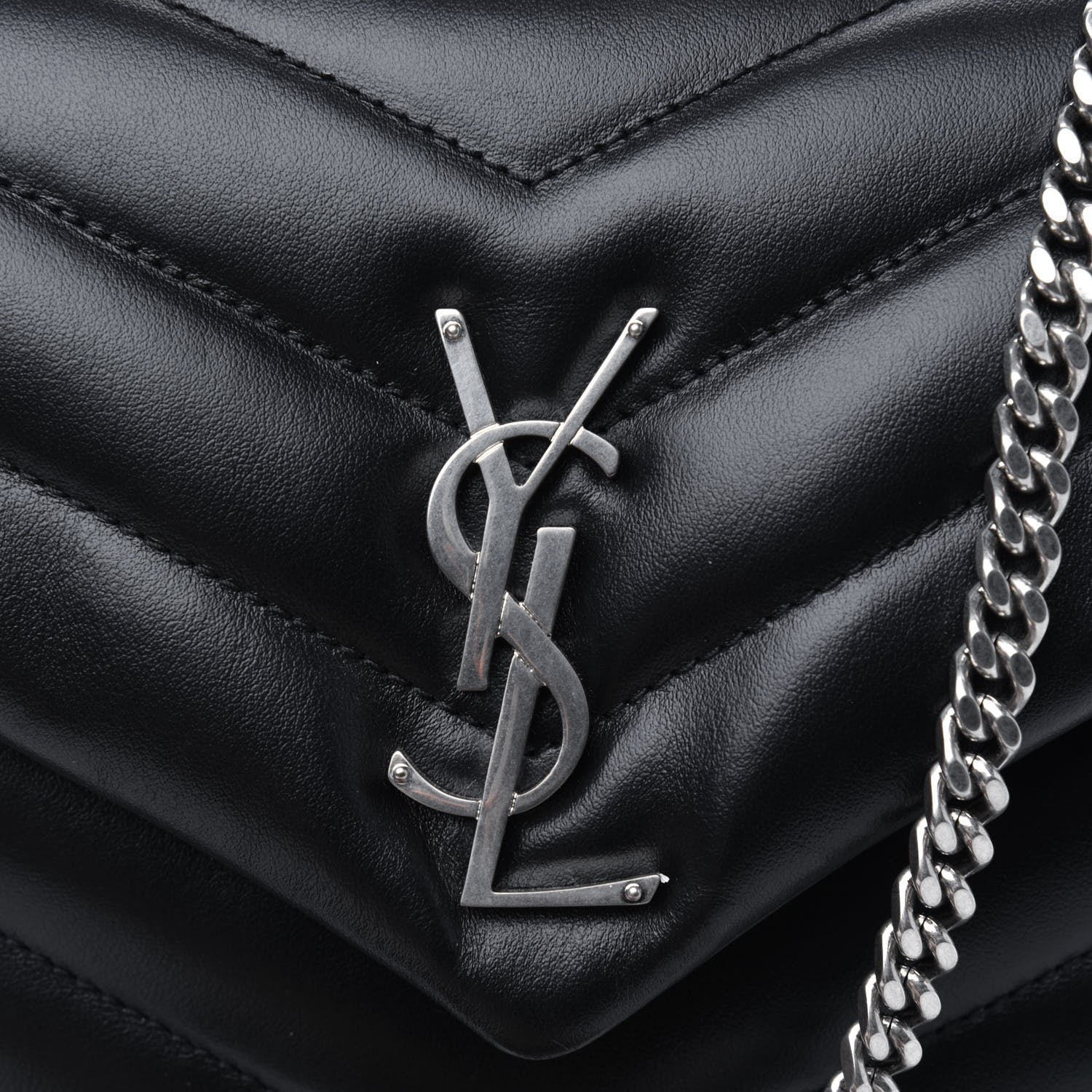 Saint Laurent Calfskin Y Quilted Monogram Small Loulou Chain Satchel Black 12 of 12