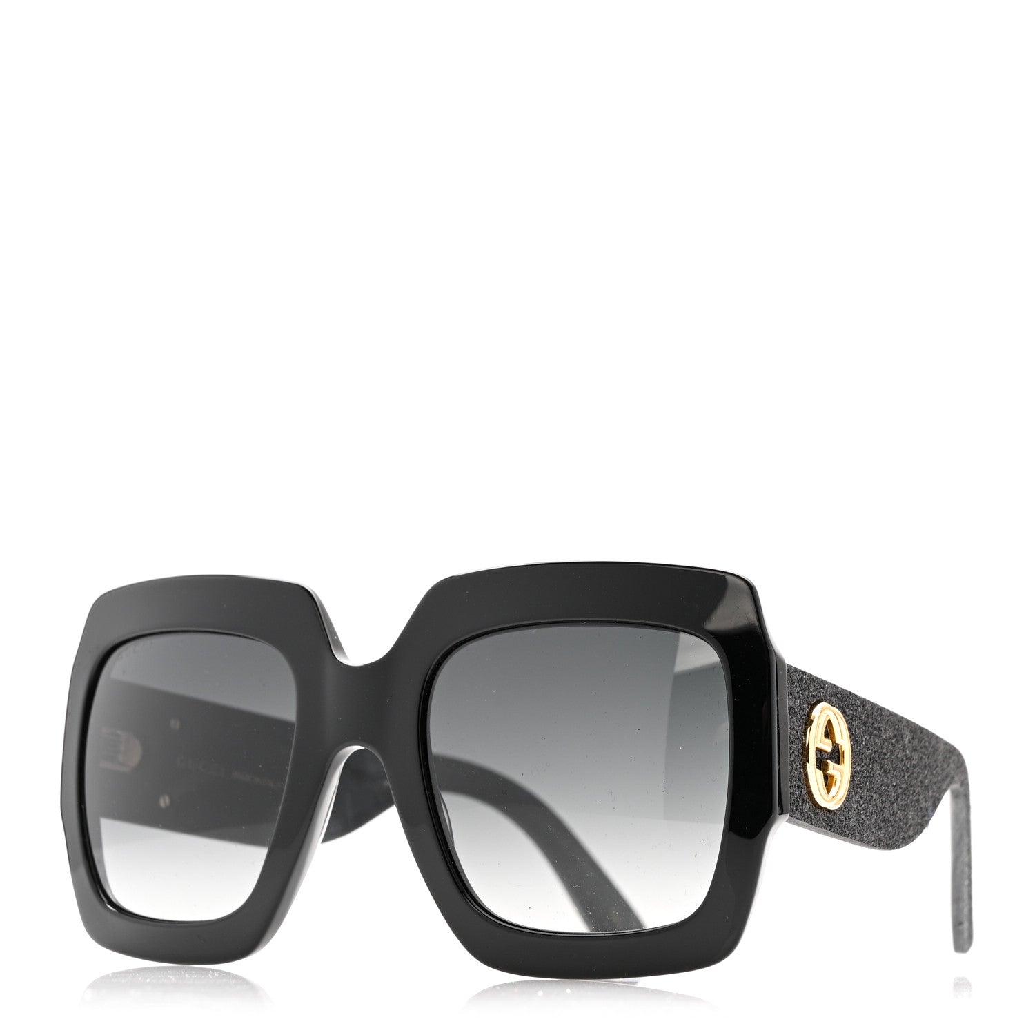 Gucci Square Frame GG0102S Sunglasses Glitter Black 1 of 8