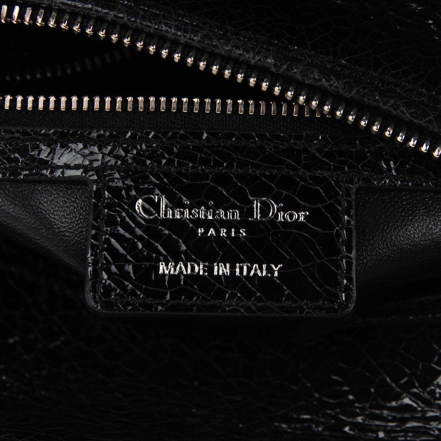 Christian Dior Crackled Calfskin Embellished Medium Lady Dior Black 7 of 9