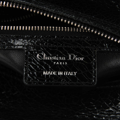 Christian Dior Crackled Calfskin Embellished Medium Lady Dior Black 7 of 9