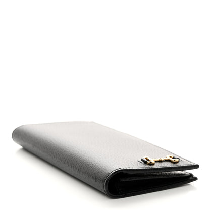Gucci Textured Dollar Calfskin Horsebit Long Wallet with Insert Black 5 of 8