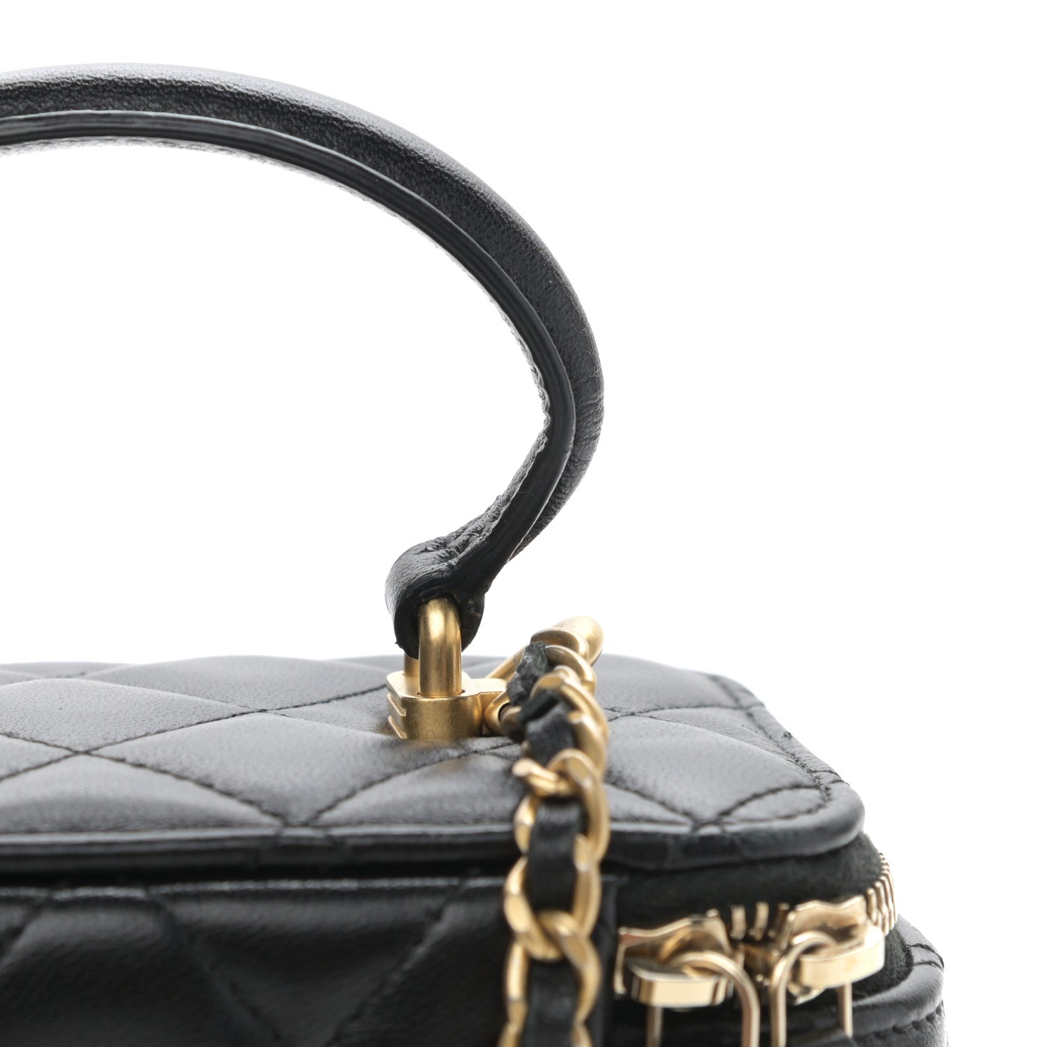 Chanel Lambskin Quilted Small Top Handle Vanity Case With Chain Black 5 of 11