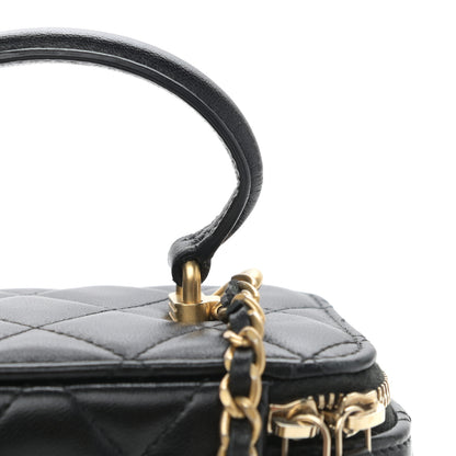 Chanel Lambskin Quilted Small Top Handle Vanity Case With Chain Black 5 of 11