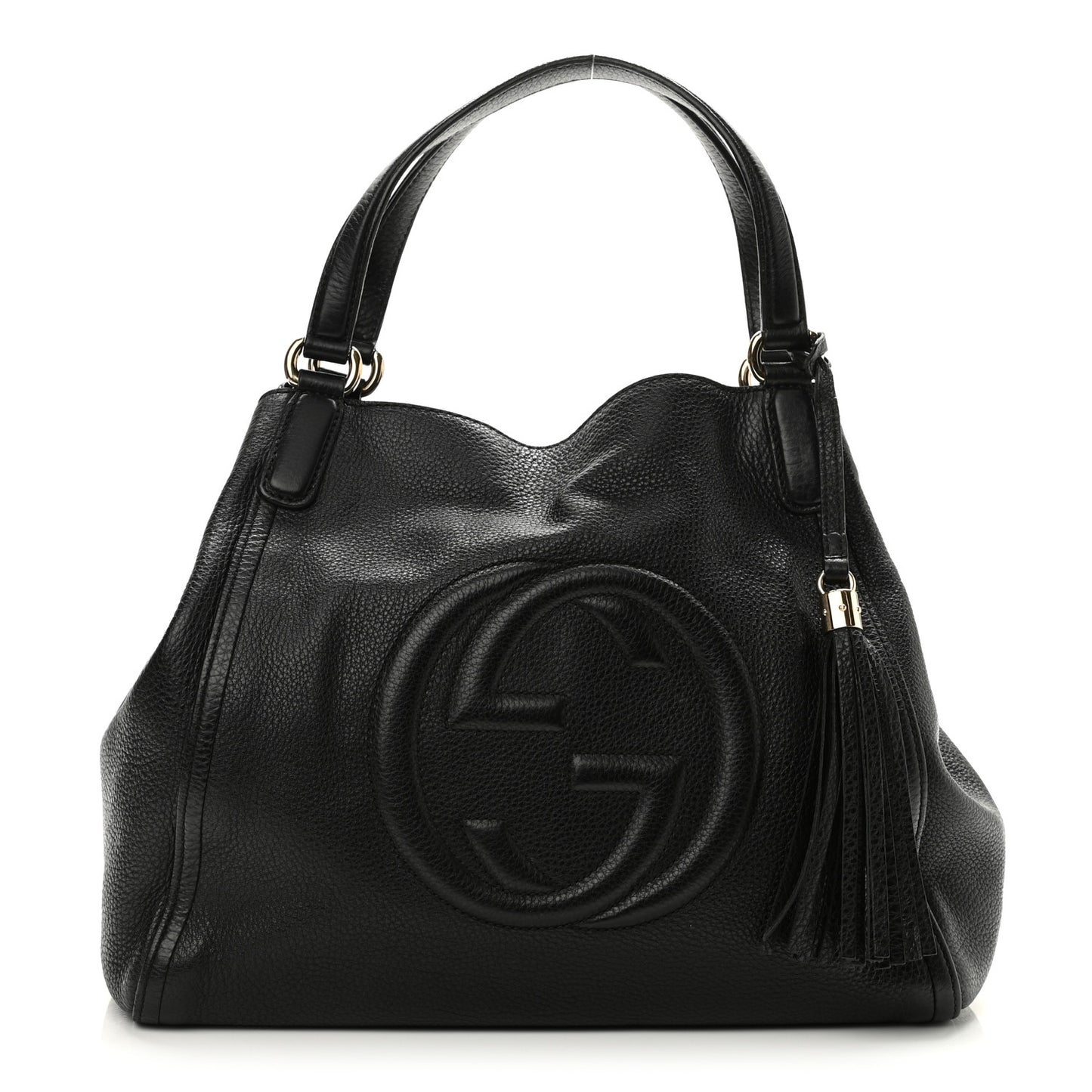 Pebbled Calfskin Medium Soho Shoulder Bag Black