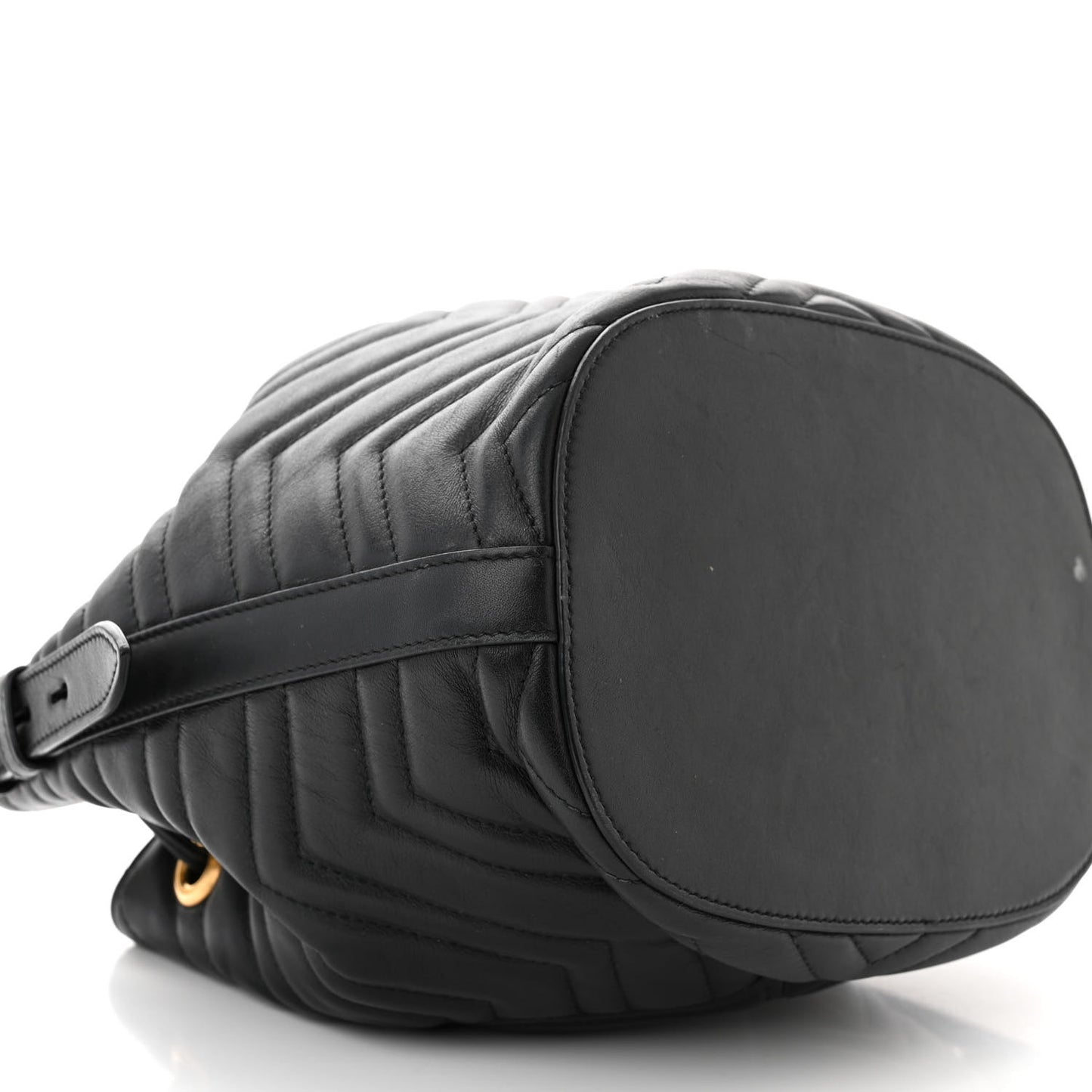 Calfskin Matelasse Sylvie Web GG Marmont Bucket Bag Black