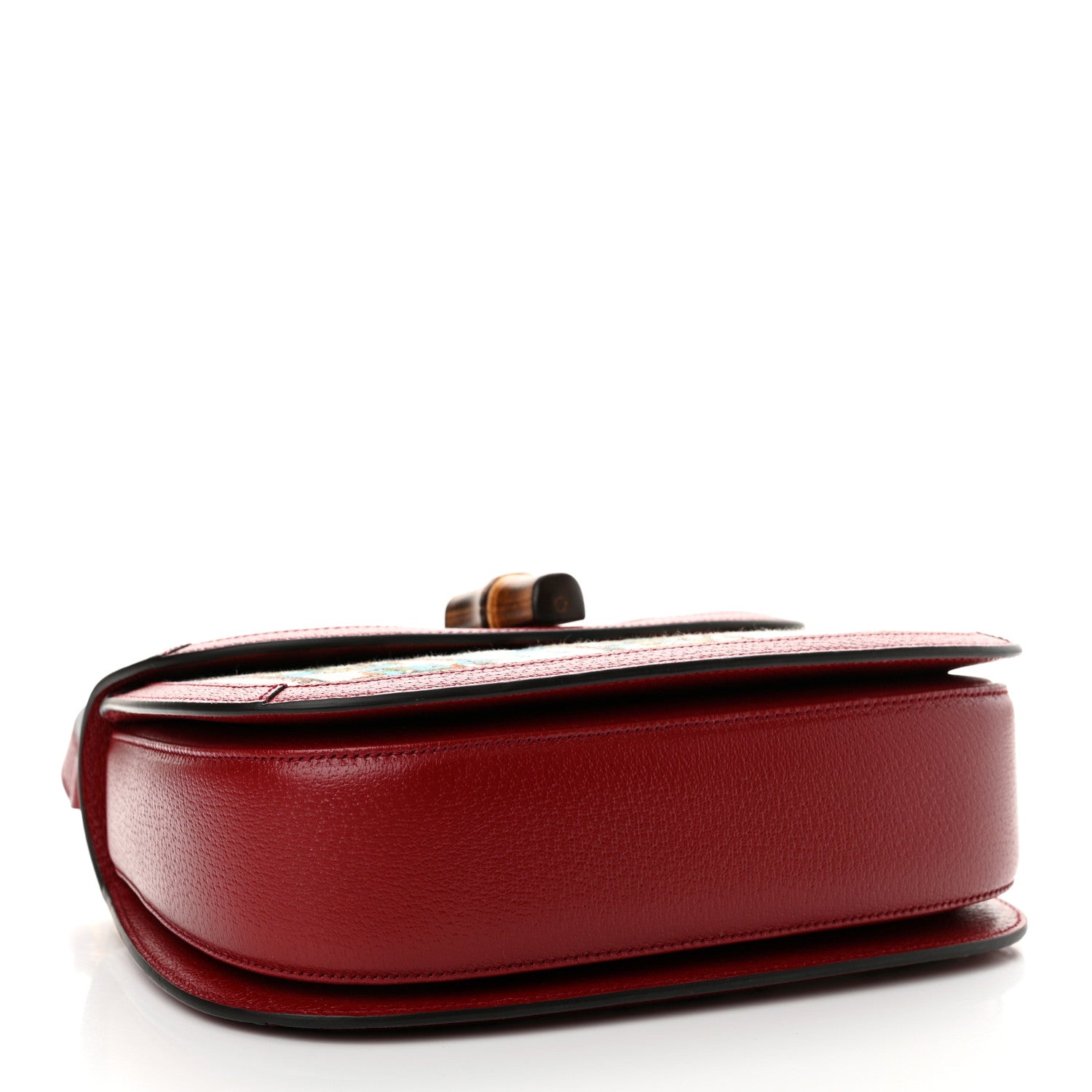 Gucci Canvas Calfskin 100 Centennial Music Medium Bamboo 1947 Top Handle Bag Ivory Red 4 of 10