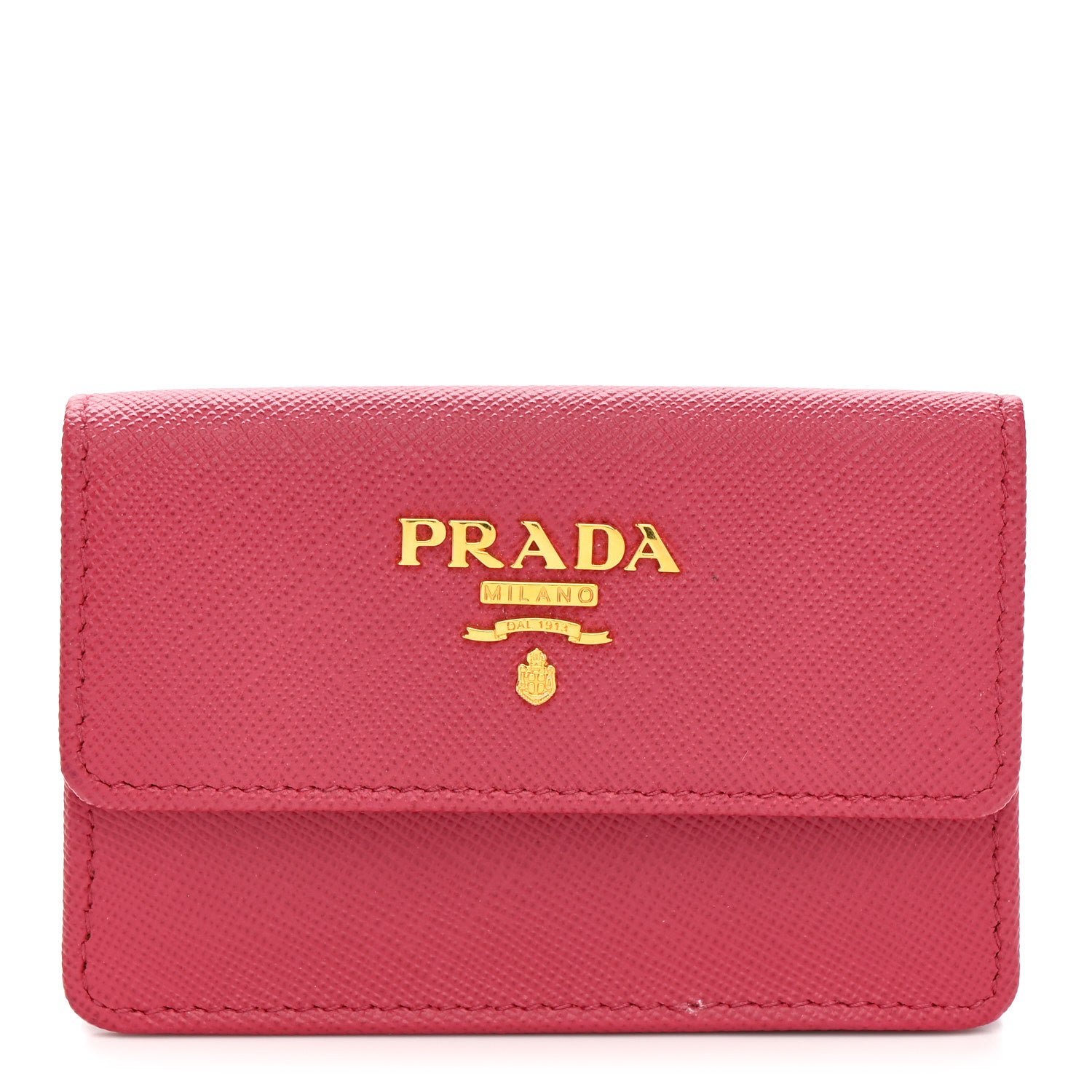 Prada Saffiano Metal Flap Card Holder Peonia 1 of 8