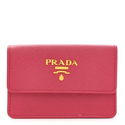 Prada Saffiano Metal Flap Card Holder Peonia 1 of 8