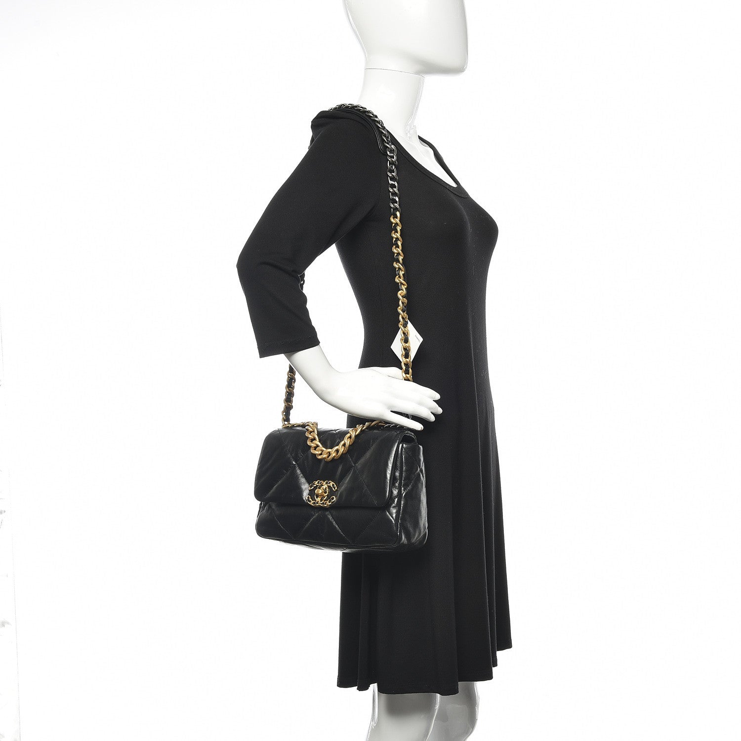 Chanel Goatskin Quilted Medium 19 Flap Black 2 of 11