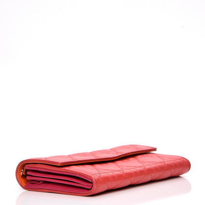 Christian Dior Lambskin Cannage Rendezvous Wallet Coral 4 of 10