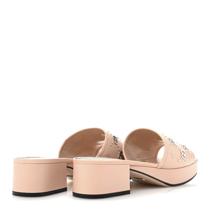 Gucci Malaga Kid Interlocking G Studs 25/85mm Platform Sandals 39.5 Perfect Pink 5 of 10