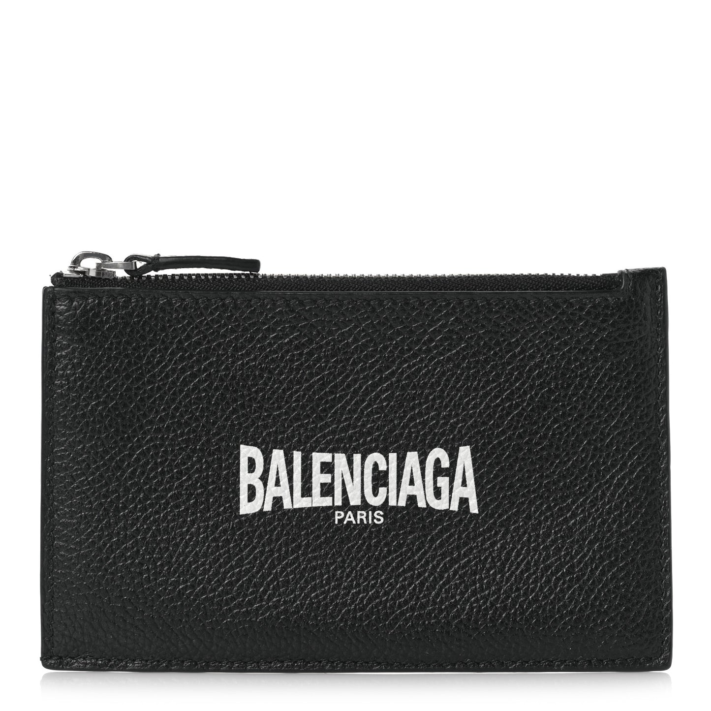 Grained Calfskin Logo Large Cash Long Coin Card Holder Black White