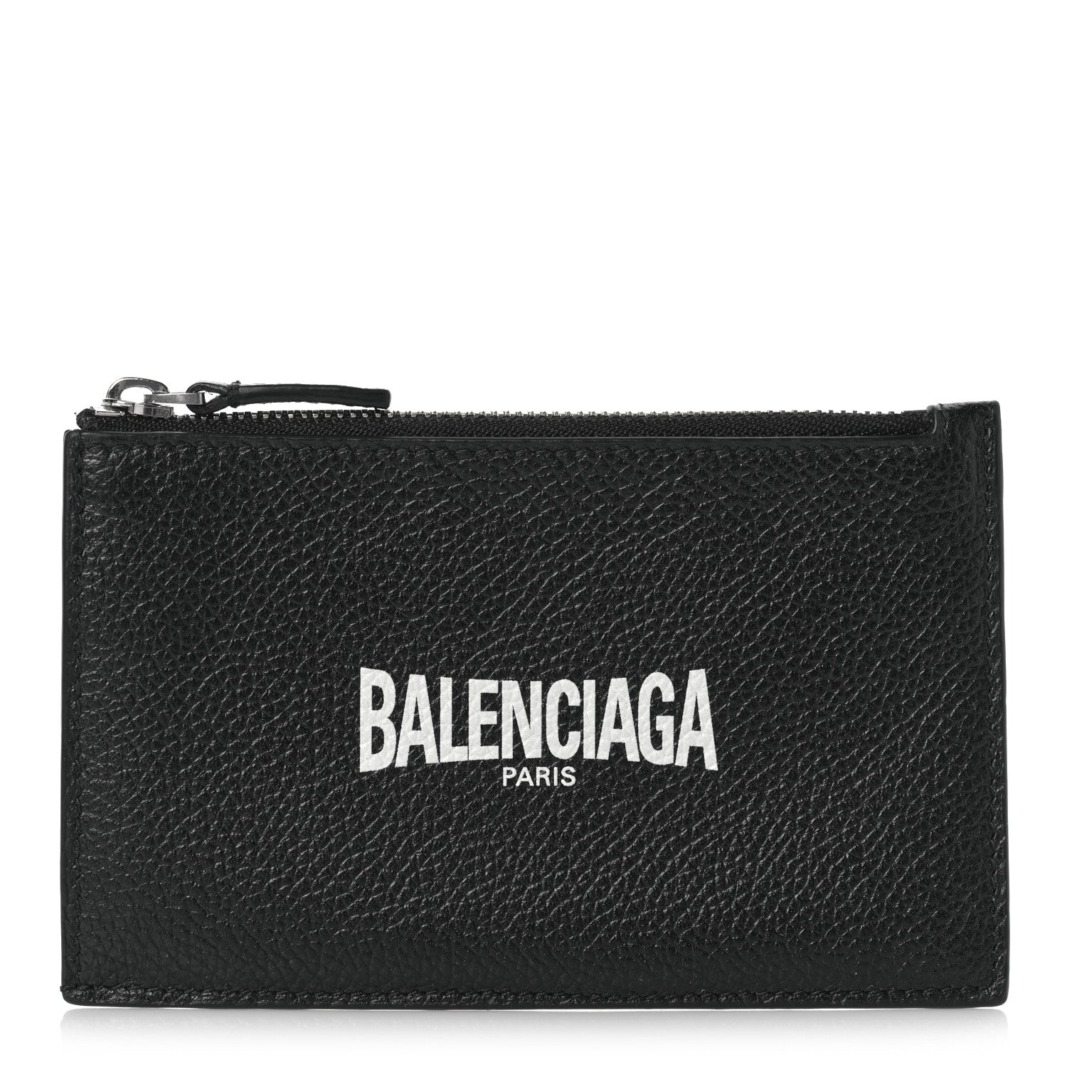 Balenciaga Grained Calfskin Logo Large Cash Long Coin Card Holder Black White 1 of 8
