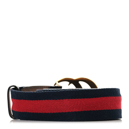 Gucci Nylon Calfskin Double G Web 40mm Belt 85 34 Blue Red Black 2 of 5