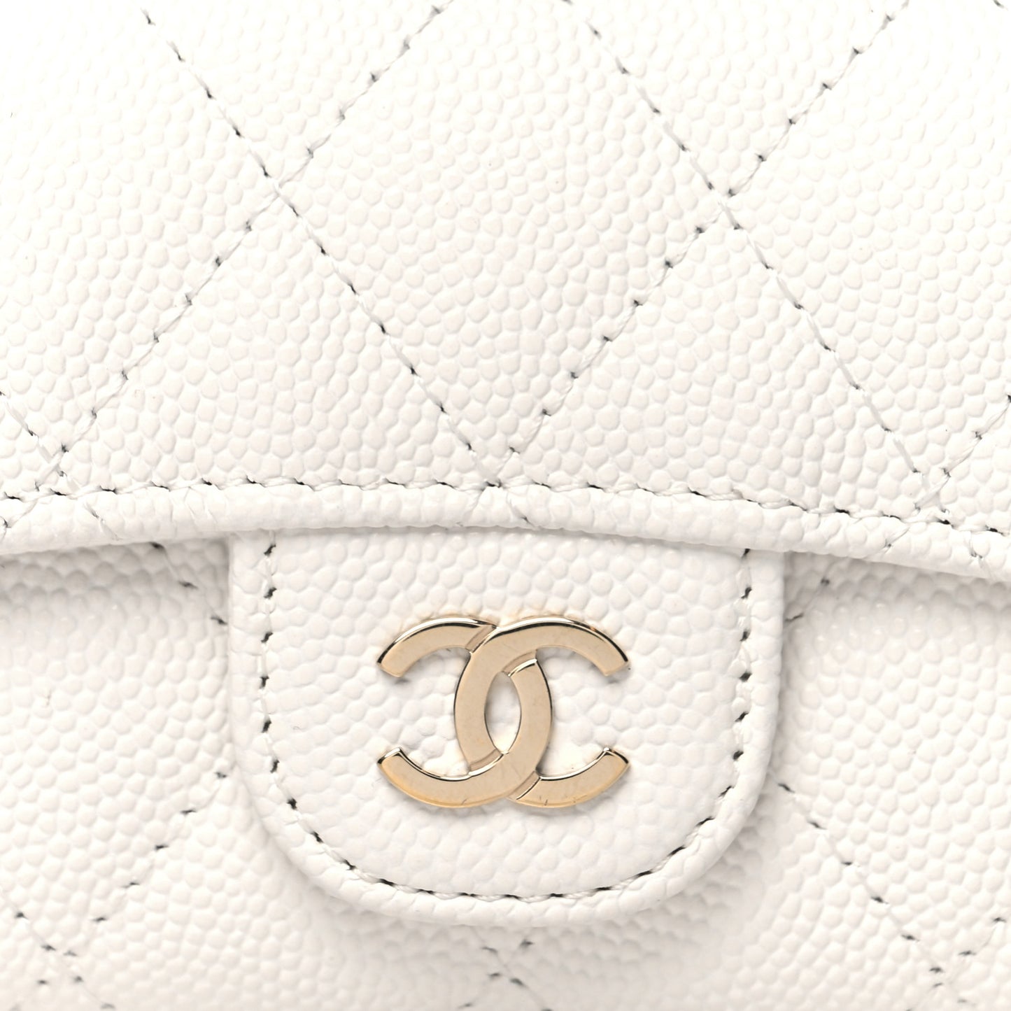 Caviar Quilted Classic 4 Key Holder Wallet White