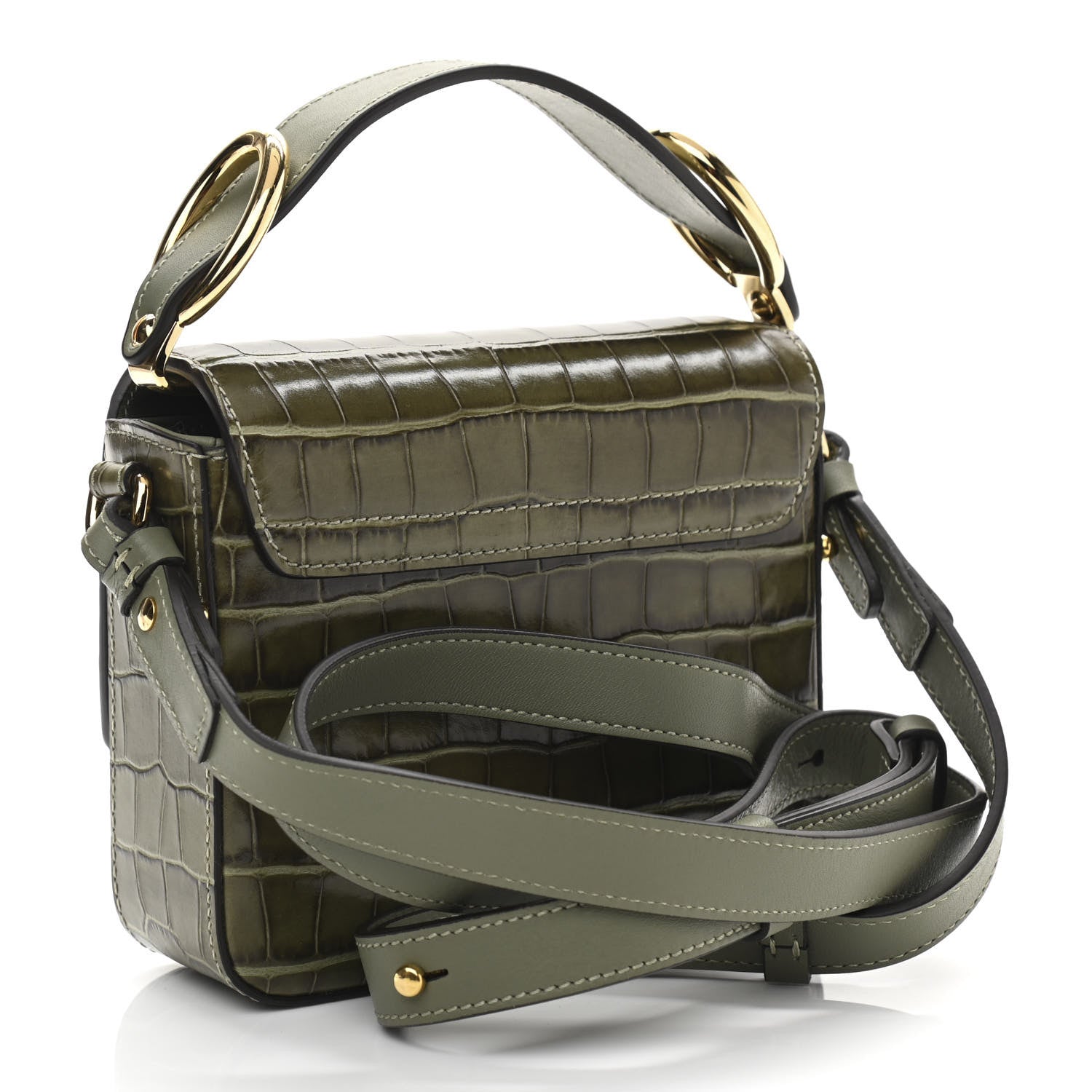 Chloe Calfskin Crocodile Embossed Mini C Double Carry Misty Forest 3 of 11