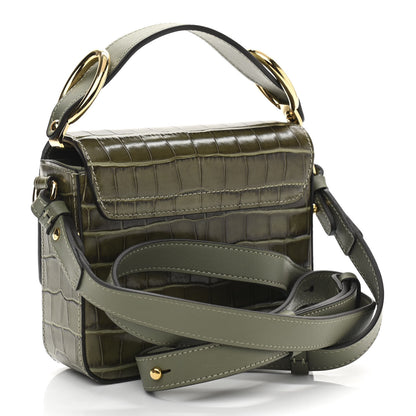 Chloe Calfskin Crocodile Embossed Mini C Double Carry Misty Forest 3 of 11
