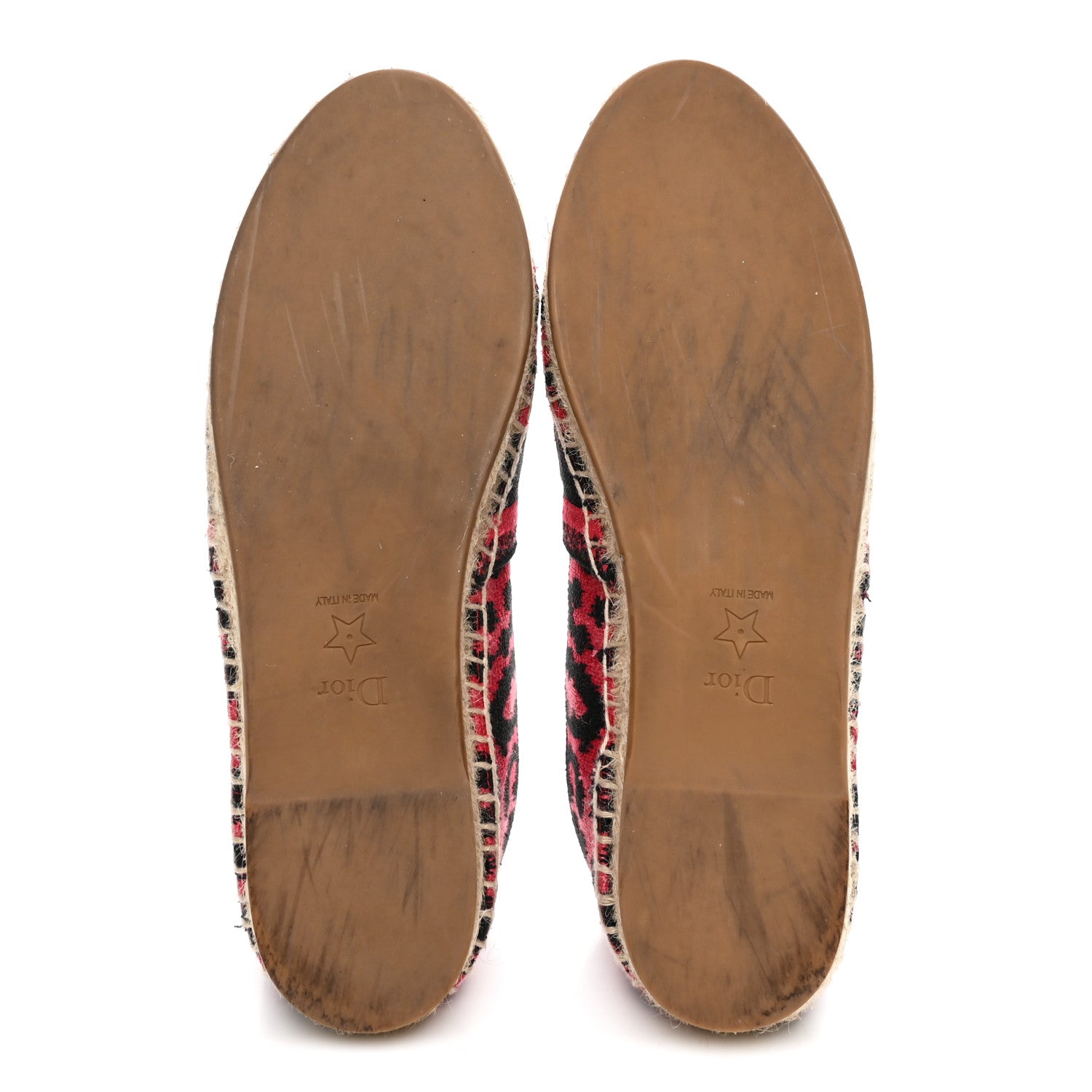 Christian Dior Cotton Embroidered Leopard Print Granville Espadrille 37 Red 6 of 10