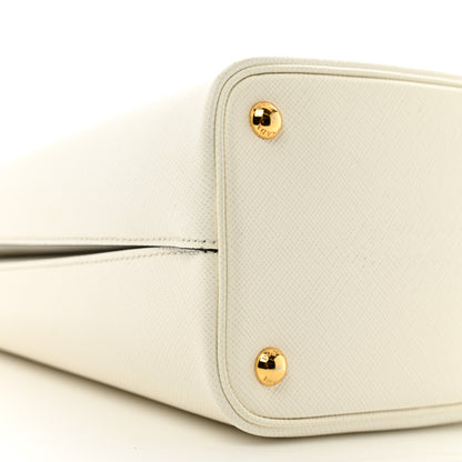 Prada Saffiano Cuir Medium Panier Bucket Bag Bianco Black 9 of 13
