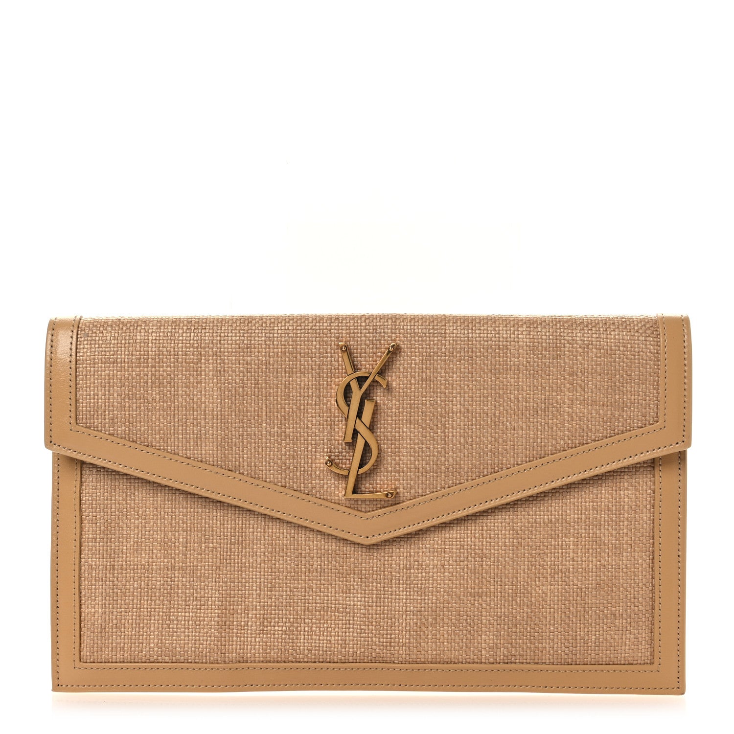 Saint Laurent Micro Raffia Uptown Pouch Natural Hay Blush 1 of 8
