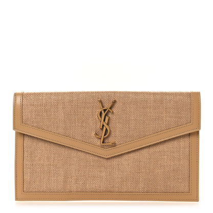 Saint Laurent Micro Raffia Uptown Pouch Natural Hay Blush 1 of 8
