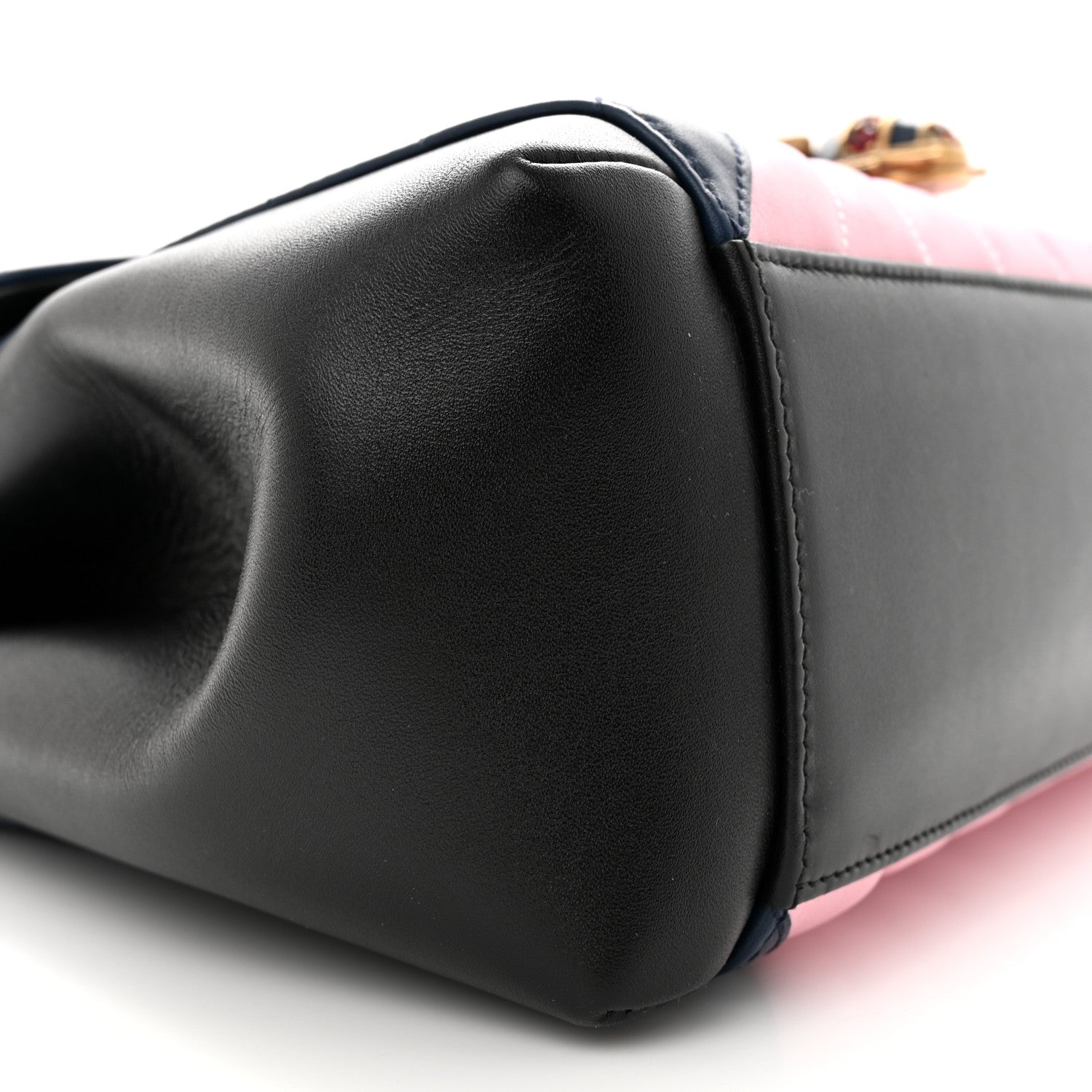 Gucci Calfskin Bamboo Trapuntata Queen Margaret Top Handle Bag Blue Agata Hibiscus Red Mystic White Sugar Pink 9 of 12