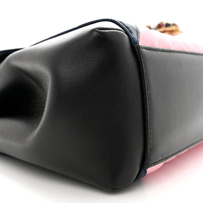 Gucci Calfskin Bamboo Trapuntata Queen Margaret Top Handle Bag Blue Agata Hibiscus Red Mystic White Sugar Pink 9 of 12