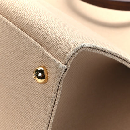 Fendi Canvas Vitello King Logo Embroidered Medium Fendi Sunshine Shopper Tote Sand Ghianda 10 of 12