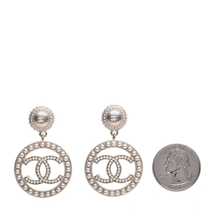 Chanel Pearl CC Dangle Earrings Gold 2 of 5
