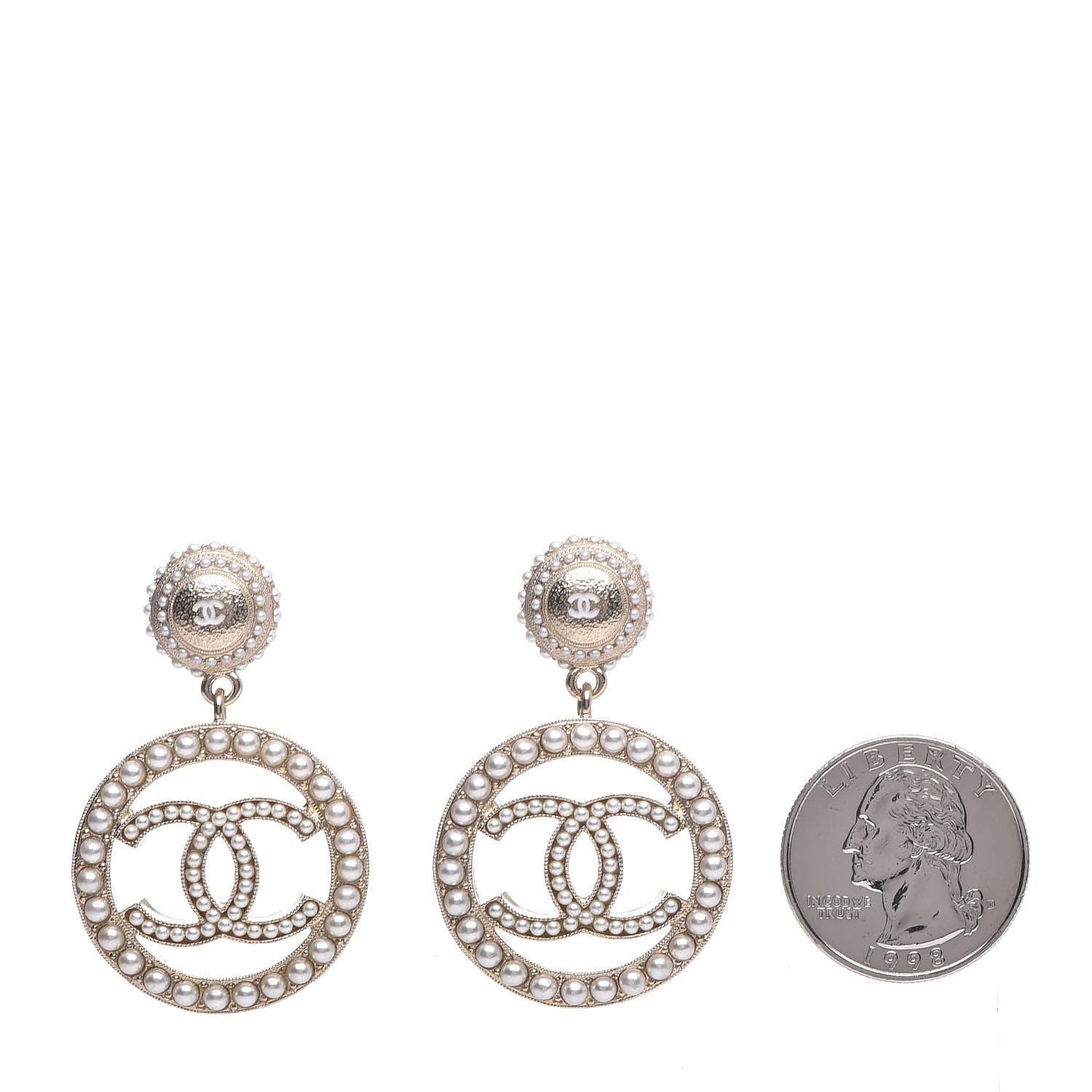 Chanel Pearl CC Dangle Earrings Gold 2 of 5