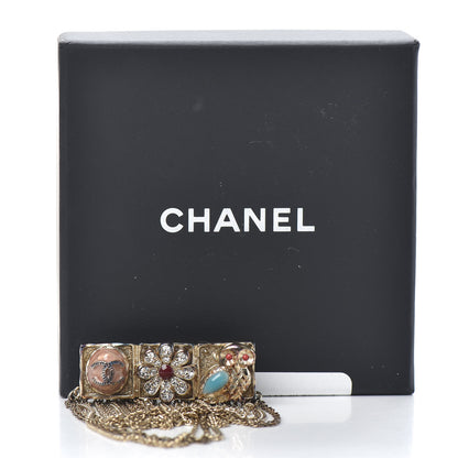 Chanel Enamel Crystal Multi Strand Chain Brooch Gold 6 of 6