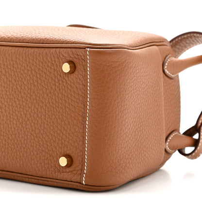 Hermes Taurillon Clemence Mini Lindy 20 Gold 10 of 10