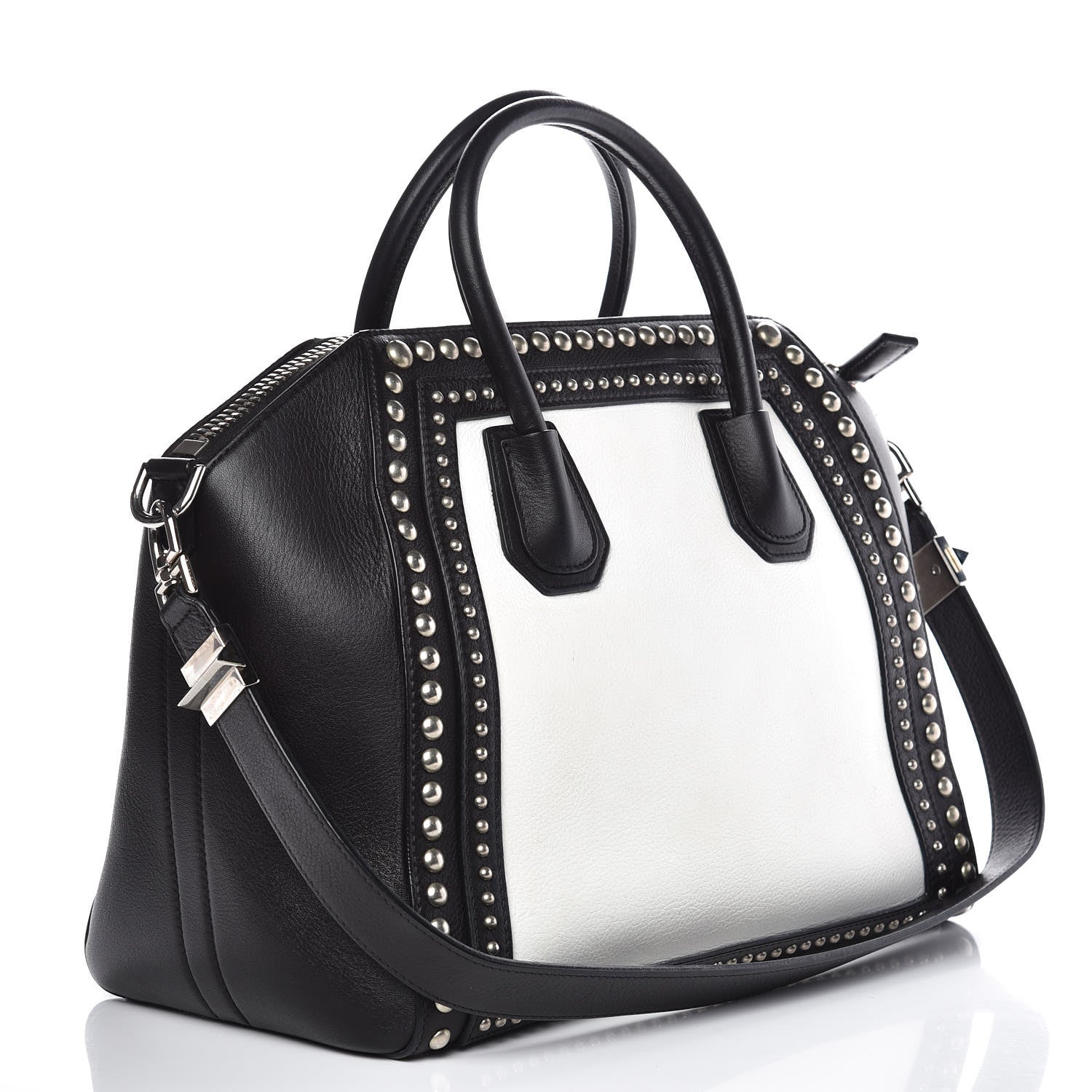 Givenchy Calfskin Medium Studded Bi-Color Antigona Black White 3 of 11