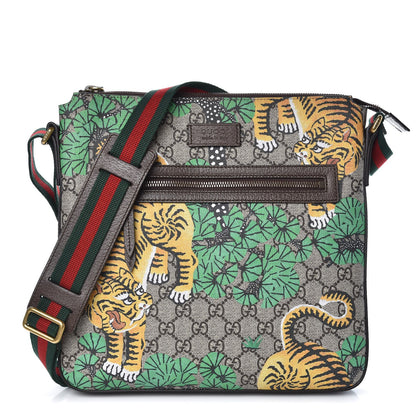 Gucci GG Supreme Monogram Bengal Web Medium Flat Messenger Beige Yard 1 of 8