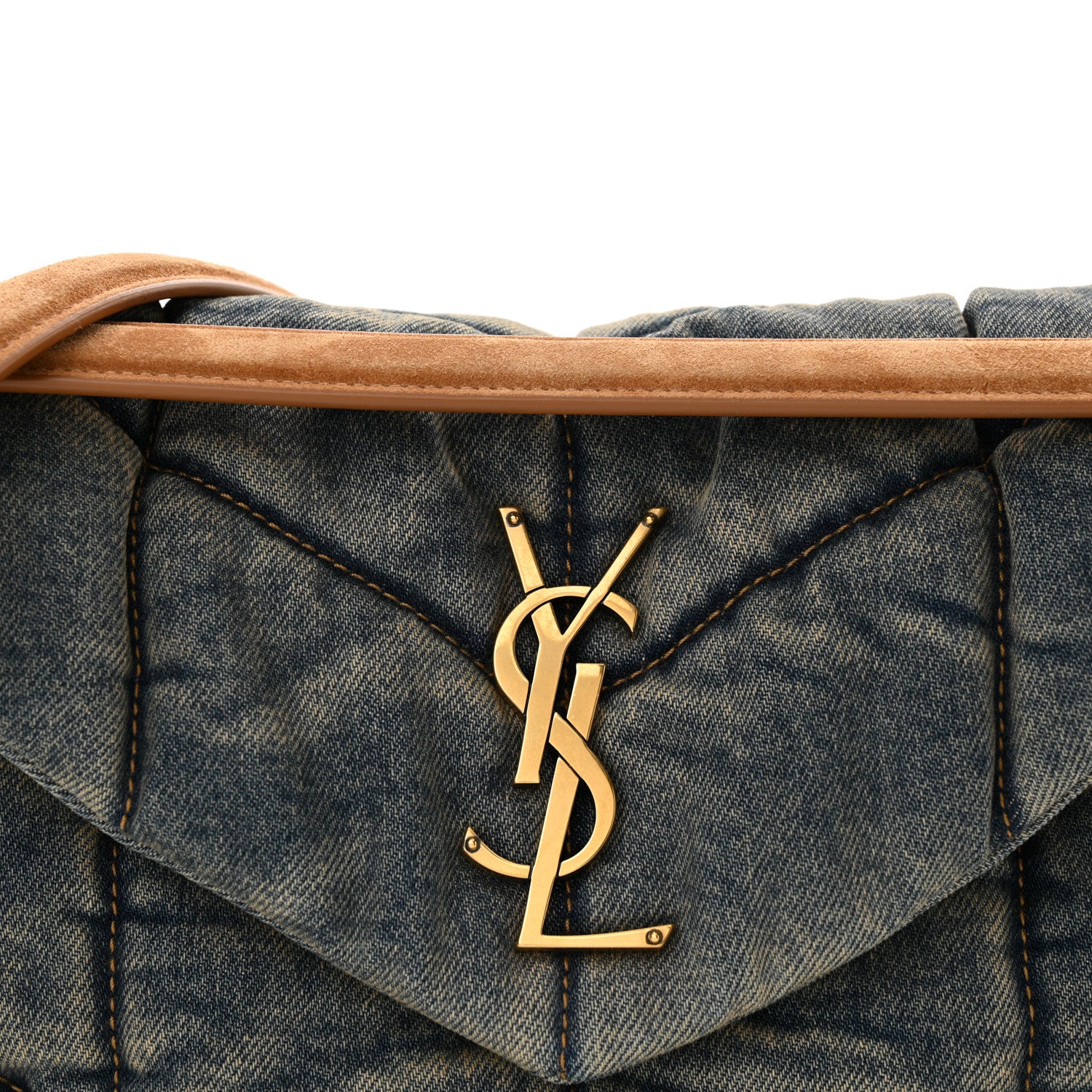 Saint Laurent Denim Quilted Small Loulou Puffer Monogram Chain Satchel Blue Cinnamon 8 of 11