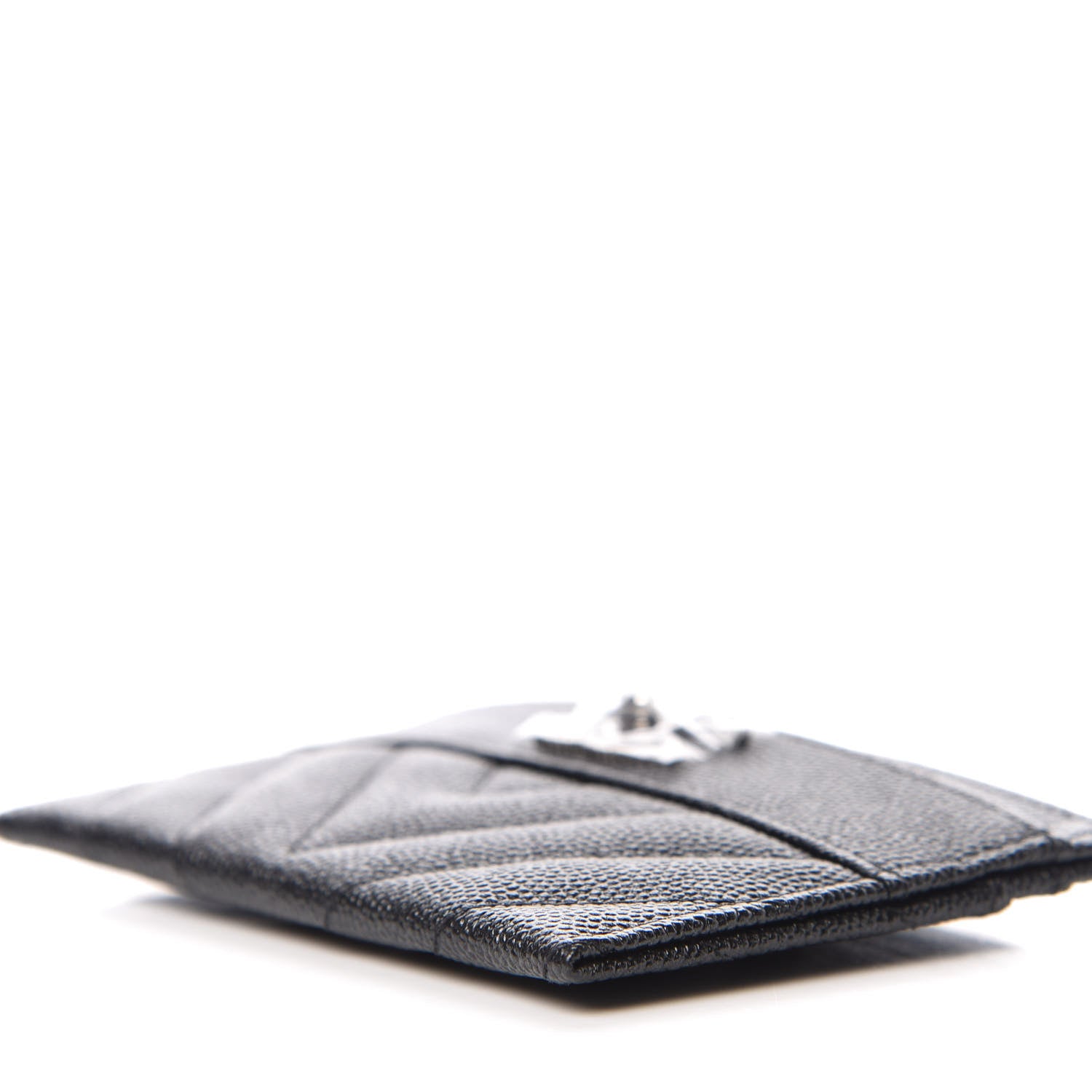 Chanel Caviar Chevron Quilted Vintage Mademoiselle Card Holder Black 9 of 10